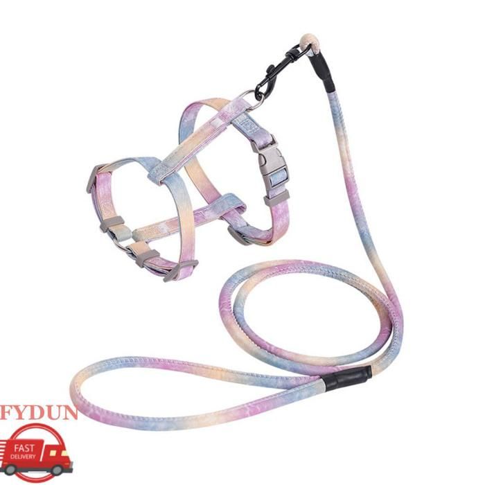 Comparer les prix de FYDUN Ensemble harnais pour chat avec laisse Cat Harness With Leash Set Gradient Color Soft Polyester Anti animalerie collier S