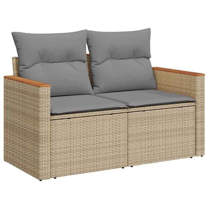 SALE 2026Canapé de jardin - Salon de jardin - facile à nettoyer - avec coussins 2 places beige - Résine tressée124x62x69cm 18 Kg