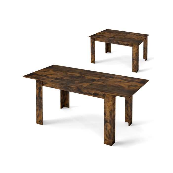 GIANTEX Table à Manger Extensible- Table de Cuisine Style Industriel- Plateau Réglable- Salle à MangerSalon- 158/120x70x76cm-Marron