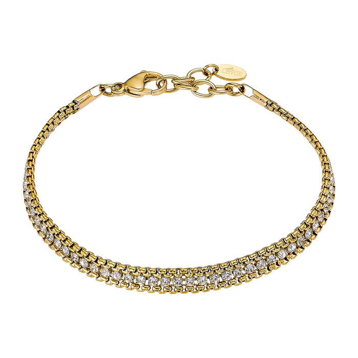 Lotus Style Bracelet femme acier inox doré rangée empierrée d’oxydes ajustable 17–19 cm Lotus Style Bracelet femme acier inox doré rangée empierrée d’oxydes ajustable 17–19 cm