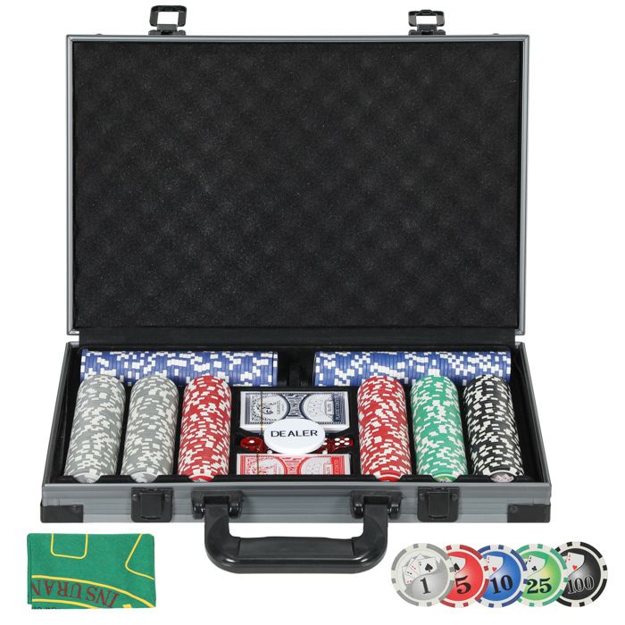 Mallette de poker - SPORTNOW - complet 400 jetons boîtier en ABS cartes à jouer dés dealer tapis clés