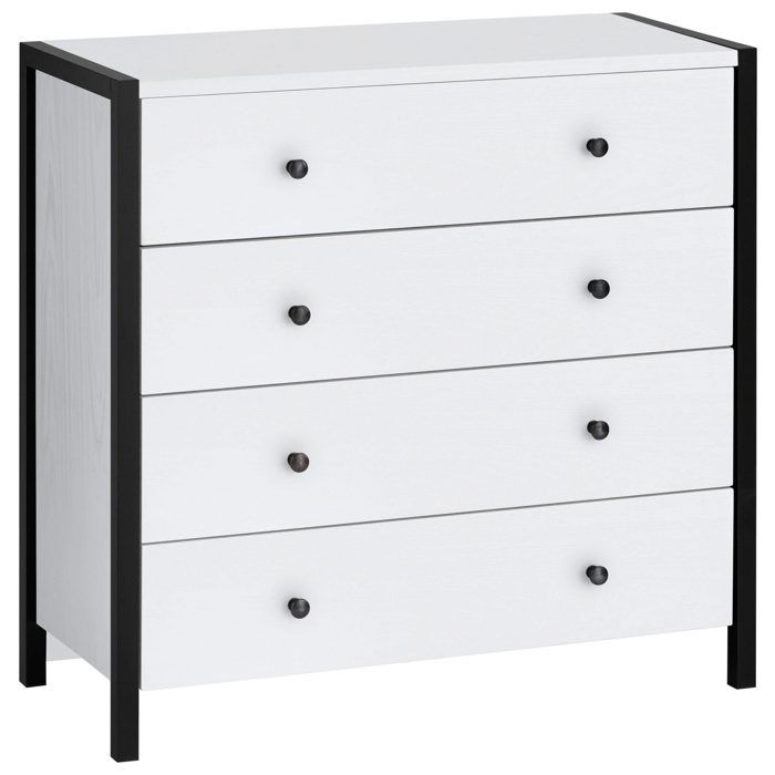 Chris-commode à 4 Tiroirs Blanc/noir