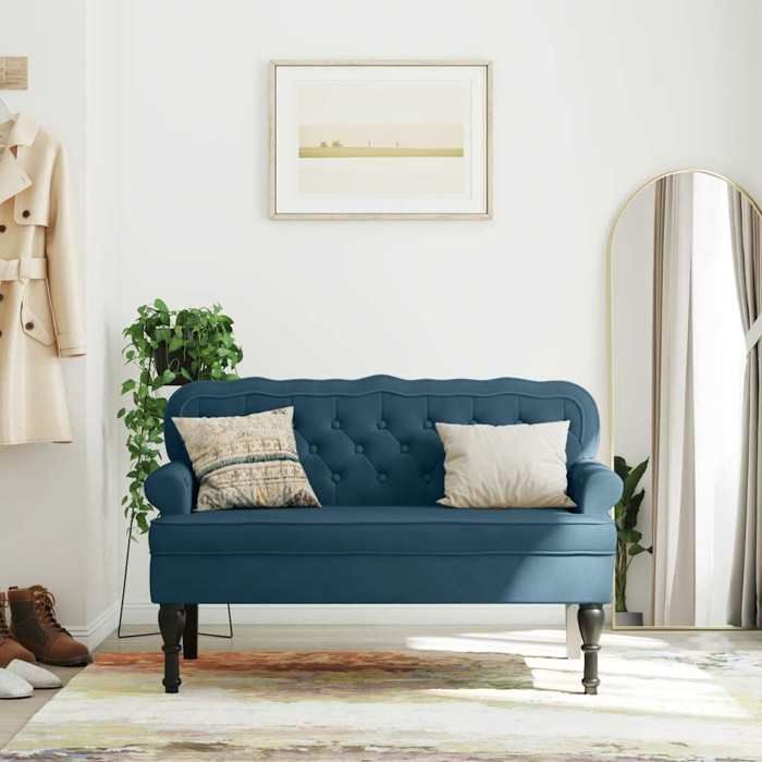 Soldes FlottantsBanc Moderne/Bout de lit - CLOUD - 110 kg par siège - Siège/Banquette - avec dossier bleu 1195x645x75cm velours