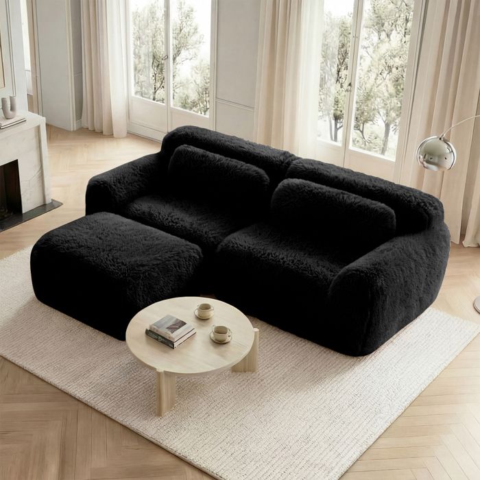 Canapé Compressé dangle convertible -Canapé lit en forme de L 2 places - design modulaire sans cadre -Noirpour salonchambre