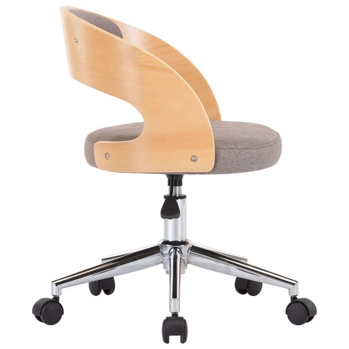Fauteuil Ergonomique - Taupe - Chaise bureau pivotante - 1 PLACE - Taupe Bois courbé et tissu 48x53x(66.5-74.5) cm F93