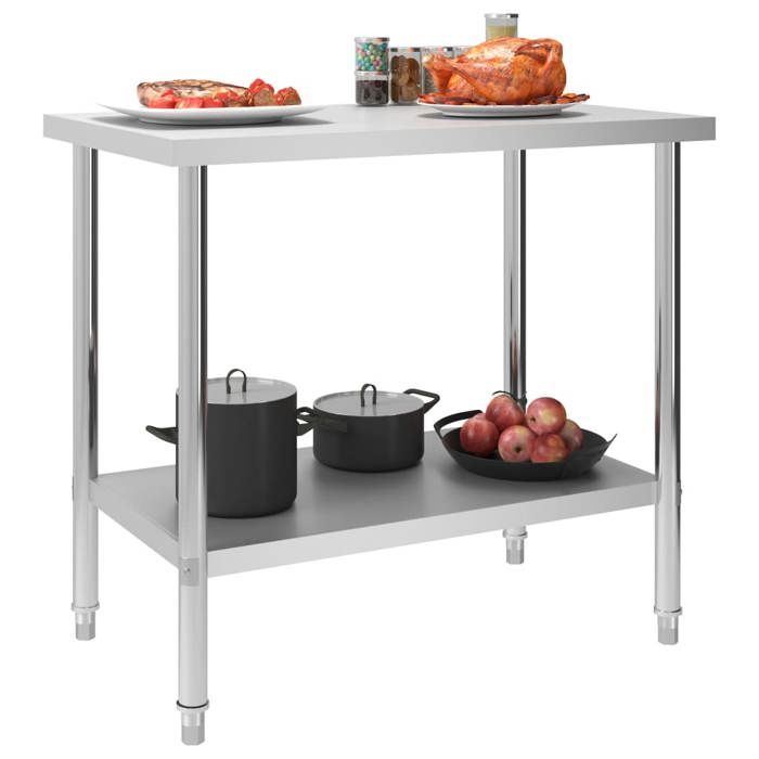 [LES SOLDES]Multicolore Table de travail de cuisine 100x60x85 cm Acier inoxydablePoids 14.2 Kg@995297