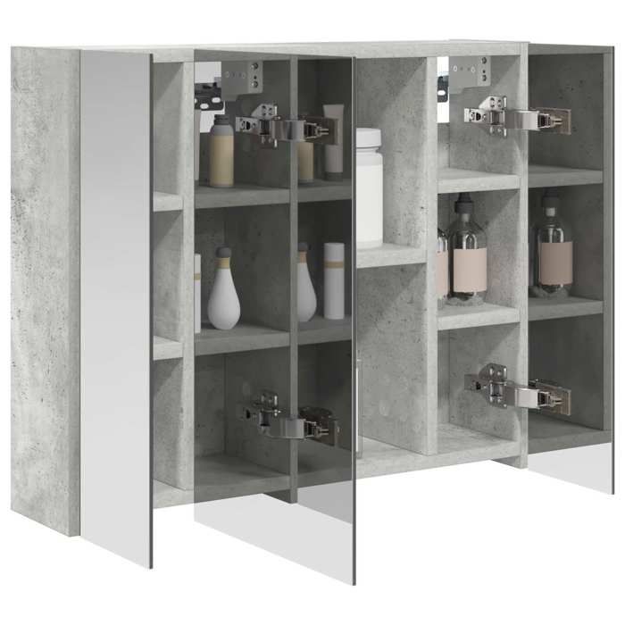 Stable&Durable - Gris - Armoire Miroir de Salle de bain - Gris béton 60x145x50 cm - Cabinet de salle de bain HS514261596