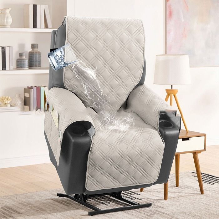 INF Housse de Fauteuil Relax Électrique Matelassée - Anti-Taches Antidérapante Couverture Complète Blanc