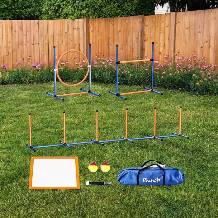 Parcours d’agilité pour chien 7 pièces en plastique burnt orange 352 x 66 x 69 cm