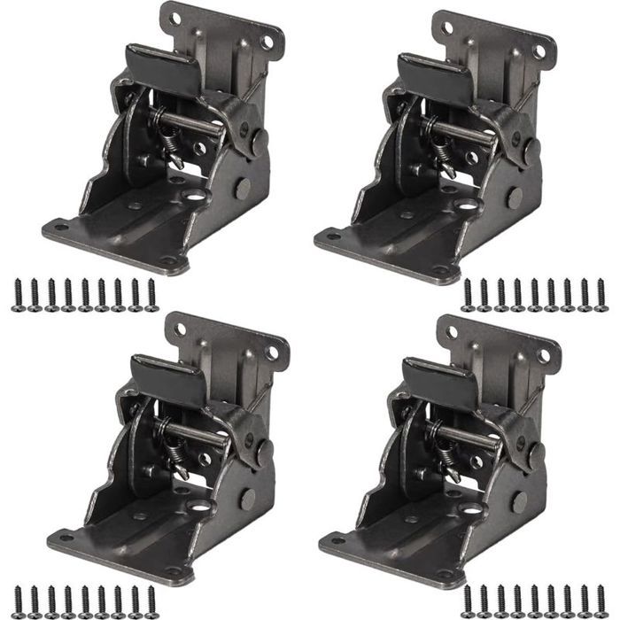 Charnière pliante autobloquante 4 pièces – Tôle dacier inoxydable – Angle de pliage 0-90° – Charge élevée – Vis de mon