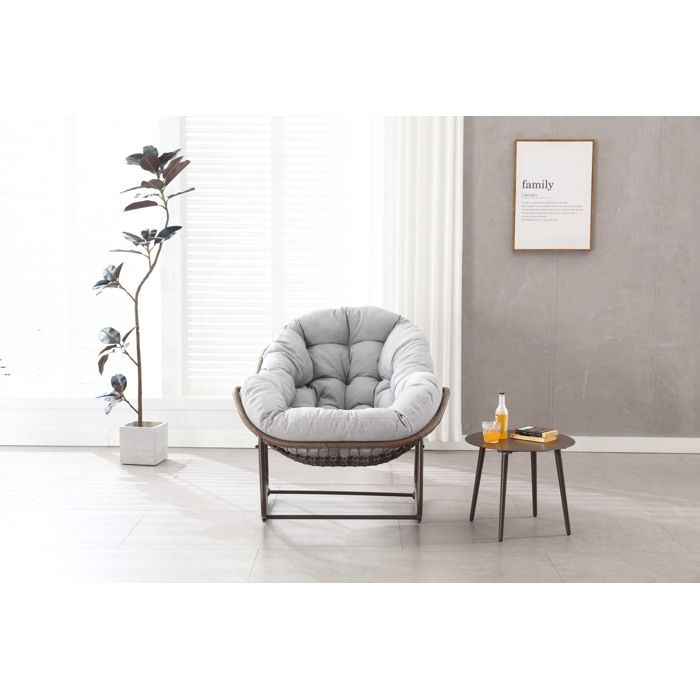 Fauteuil Bascule Jardin Résine Tressée Gris Clair Fauteuil Oeuf FloraGrace Pour Balcon Ou Salon Facile À Assembler 106x90x78cm