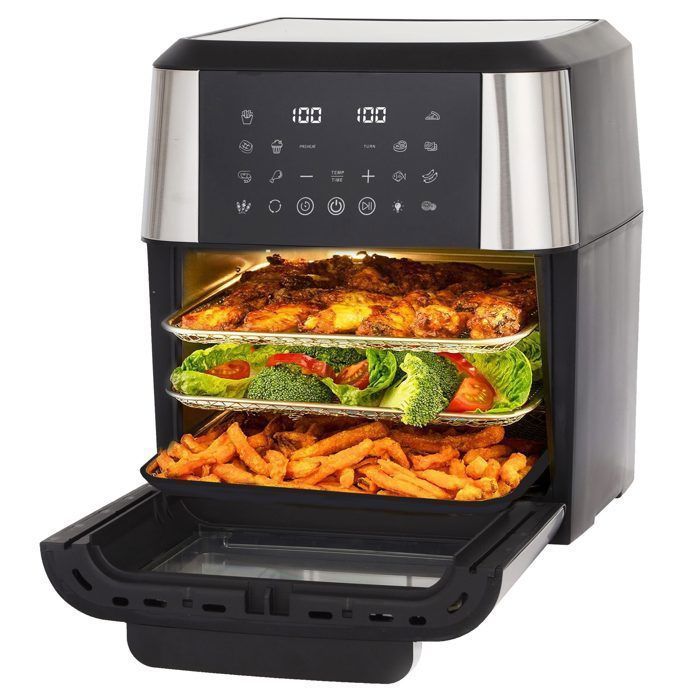 Air Fryer Four à Air Chaud 12 Programmes Tactiles Noir - 35x325x375cm Mini Four