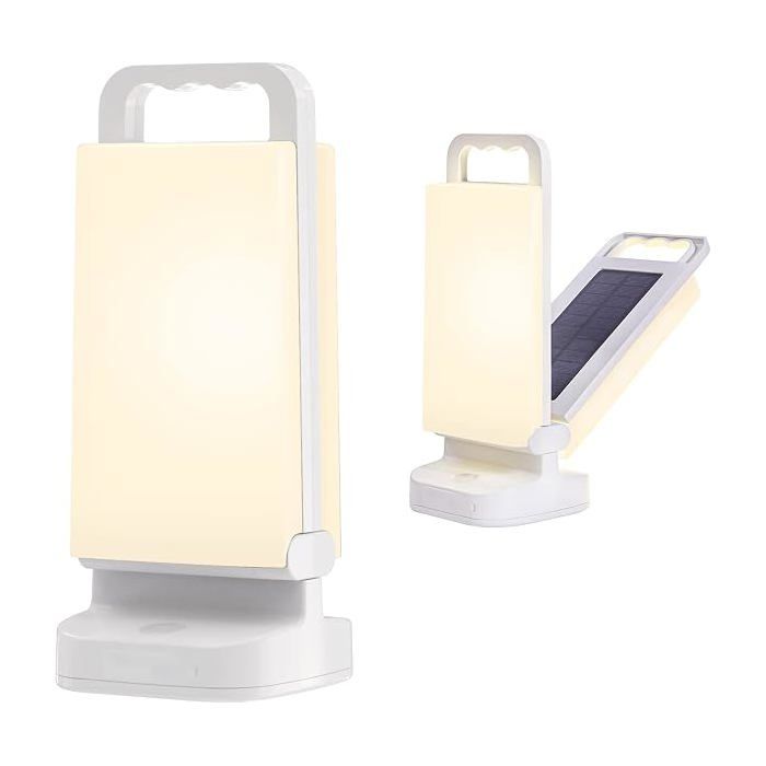 Lampe solaire rechargeable type C torche LED étanche batterie intégrée