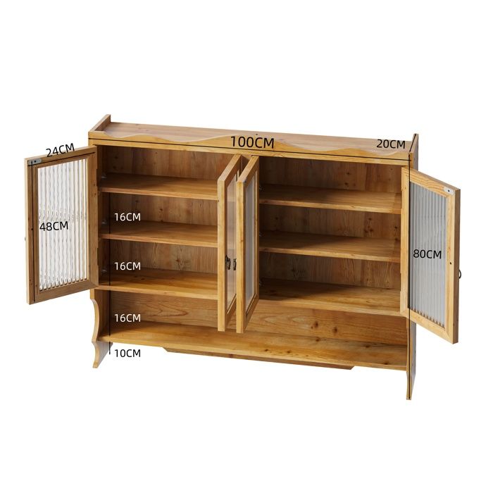 Armoire murale - ZEVKOR - Retro 4 Door - 4 portes - Bois & verre - 100×20×80 cm