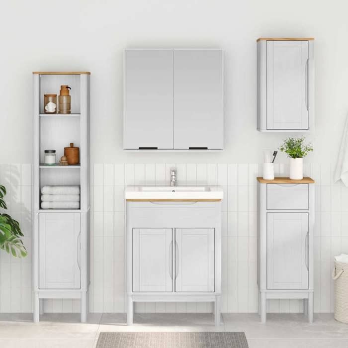Armoire de salle de bain - Grand espace de rangement - avec porte FLORO Blanc 35 x 30 x 90 cm - contemporain 3975