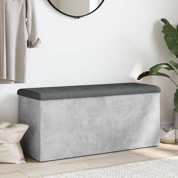 NEW Gris MEUBLE SIEGE - vidaXL - Banc de rangement gris béton 102x42x45 cm bois dingénierie - Banc coffre - Pour maison（1parcel）945