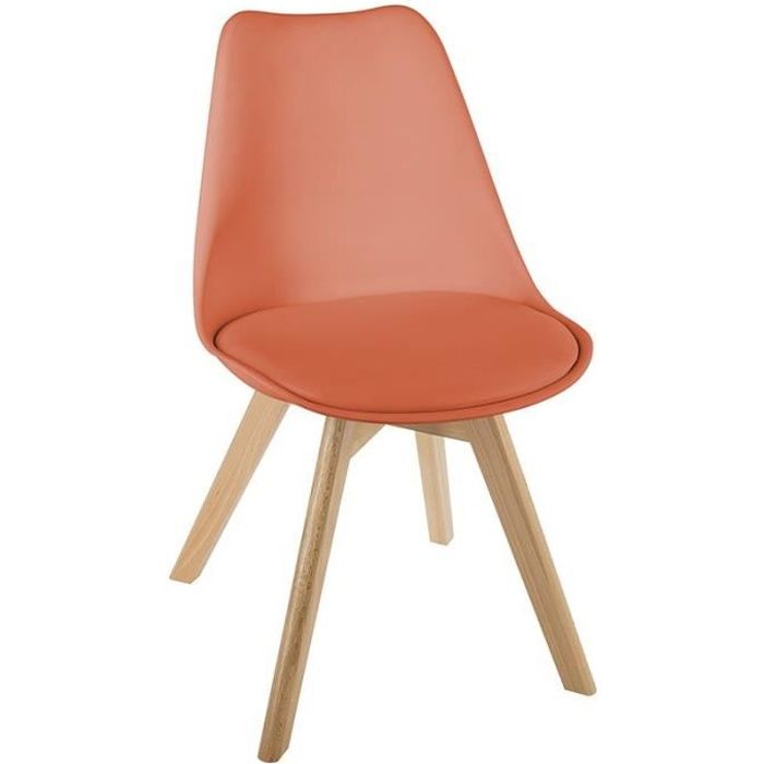 chaise salle à manger baya terracotta atmosphera - style scandinave moderne - bois massif - vendue à l'unité