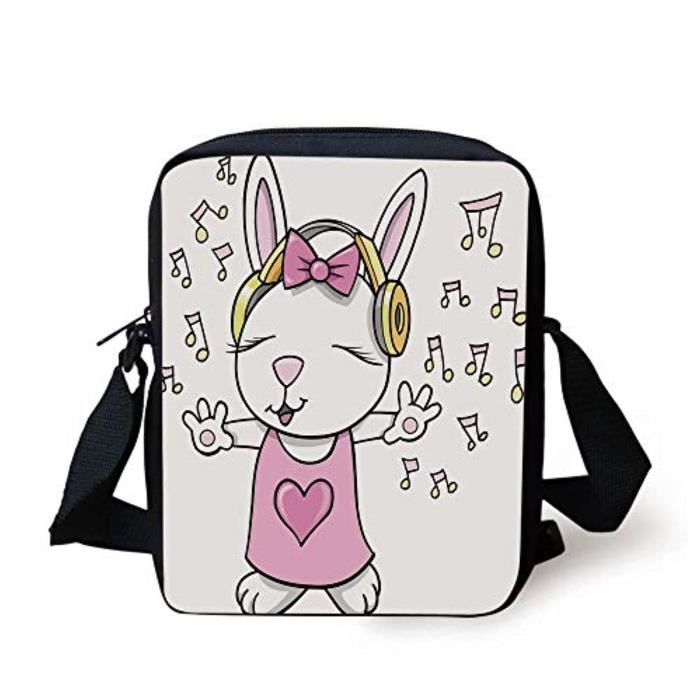 Cartable Ygyho Enfants Mignon Lapin Rock Star Lapin Avec Haut Parleurs Notes De Musique Humour Coeur Dessin Anime Bebe Rose Bandou Cdiscount Bagagerie Maroquinerie