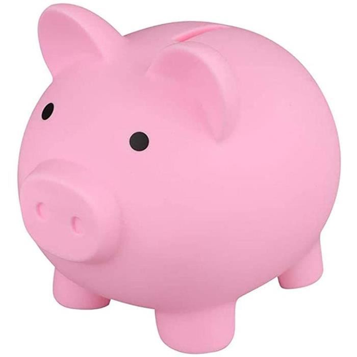 Tirelire légère et résistante Rose Tirelire cochon en plastique souple Corps en belles couleurs Tirelire originale grande taille pour enfants avec bouchon