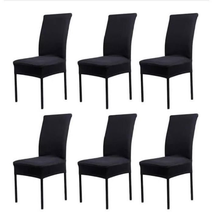 Housse de Chaise - MTEVOTX - Extensible - Universel - Noir - Lot de 6