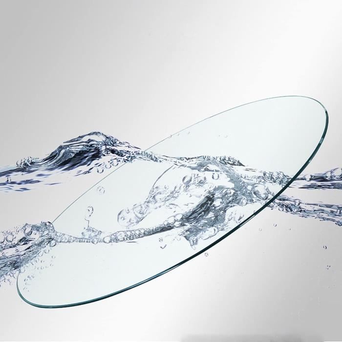Plateau De Table En Verre Trempé Rond - Diamètre 56 Cm - Épaisseur 8 Mm - Transparent - Avec Pieds Antidérapants - 5