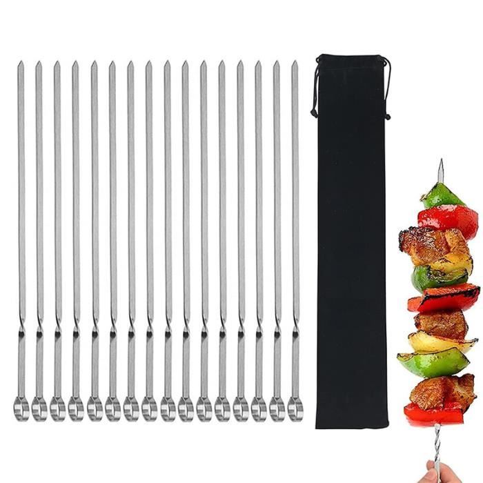BearMoo Lot De 10 Brochettes Plates En Acier Inoxydable De 43,2 Cm Pour Griller, Brochettes