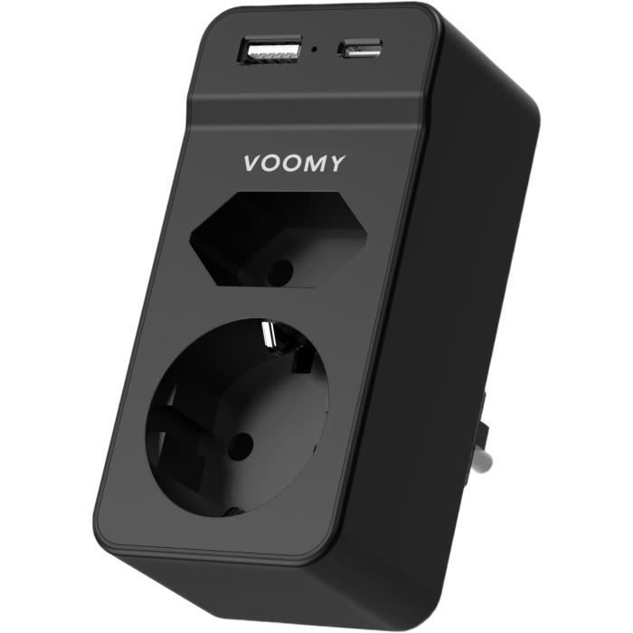 Multiprise Murale 5 En 1 Française Avec USB A & C - Adaptateur International Voyage Bureau