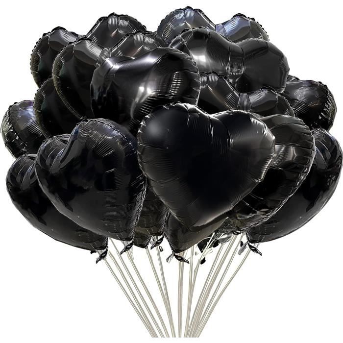 Ballon Coeur Noir D'Aluminium Baudruche En Forme De Coeur 20 Pièces 45 Cm  Décoration Fête De Noël Saint Valentin Fiançailles[J3732]