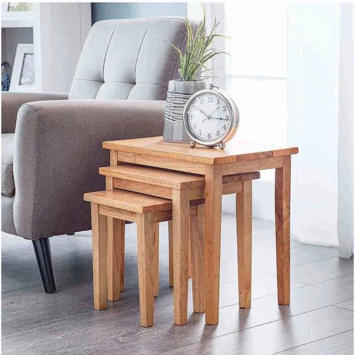 Table Gigogne Bois Et Métal Carrée - Brin D'ouest