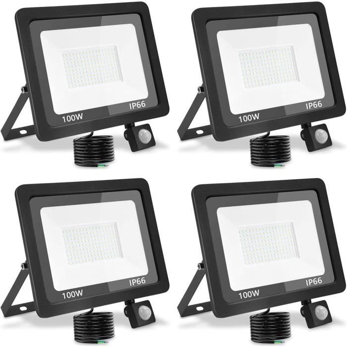 TASINUO Projecteur Exterieur LED 100W, 10000LM Super Brillant Spot LED Extérieur,IP67 Imperméable Projecteur Exterieur,7000K Blanc Froid Lampe Exterieur Pour Terrasse Jardin Stade Usine Garage