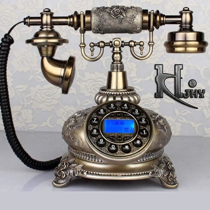 Téléphone Rétro Style Ancien – Rouge Et Laiton, Avec Fonctions Modernes
