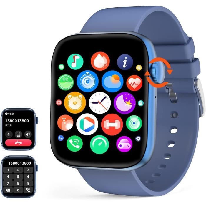 Montre Connectée Femme Homme, 1.96HD Smartwatch avec Appel Bluetooth, Montre Connectee 113+Sportifs Moniteur Sommeil/ Fréquence Cardiaque/Podomètre