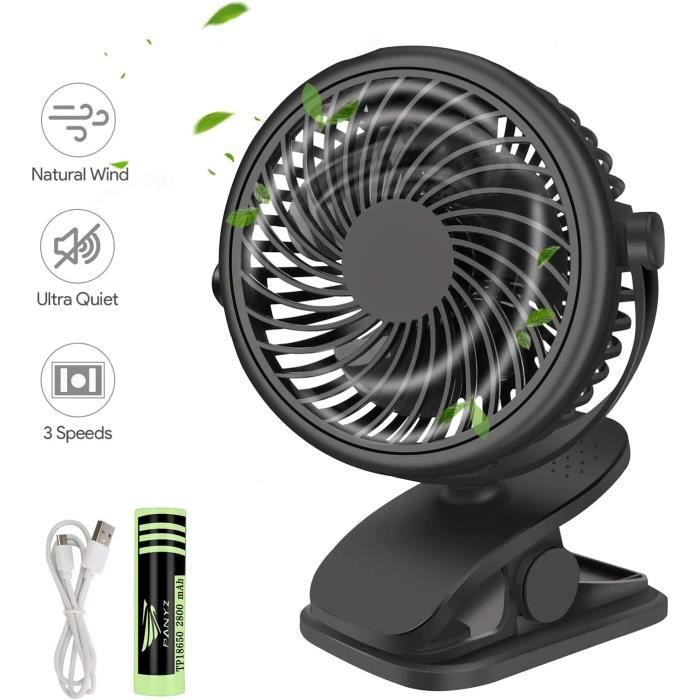 Ventilateur de Bureau Qhui - Mini Ventilateur de Refroidissement Personnel USB - 3 Vitesses - Rotation à 360°