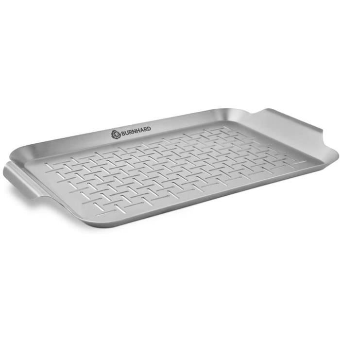 RUECAB Lot De 3 Plaques De Cuisson Pour Barbecue - Plats En Aluminium 38x24.5x4cm Pour Charbon Et Gaz
