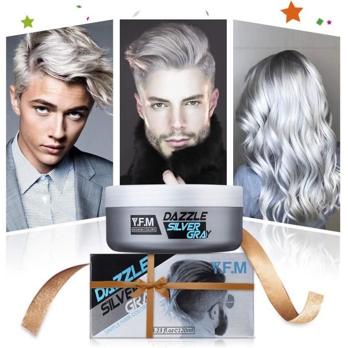 coloration cheveux temporaire y f m argent gris silver eclat creme cire coloration coiffure fete cosplay masquerade soiree tem achat vente coloration coloration cheveux tempor cdiscount
