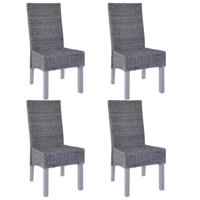 Chaise de salle manger X4 Rotin kubu et Bois de manguier DM275465T