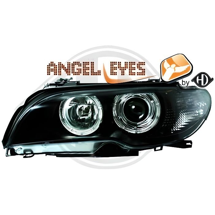 1215785 , Paire de Feux Phares Angel Eyes noir pour BMW SERIE 3 Coupe , Cabriolet E46 de 2003 a 2007