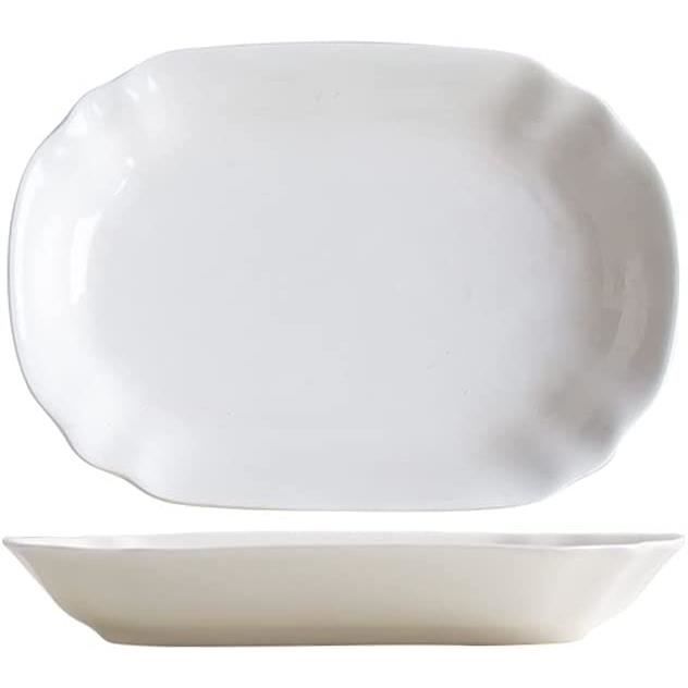 7 Assiettes De Service Apilco France Porcelaine Blanche Forme Coquillage