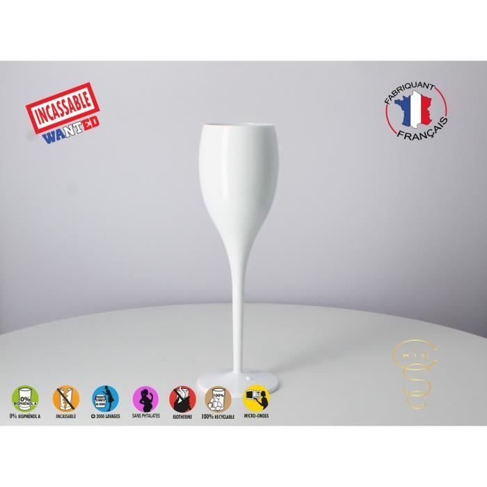 6 FLUTES CHAMPAGNE CHIC INCASSABLES REUTILISABLES EN TRITAN PLASTIQUE