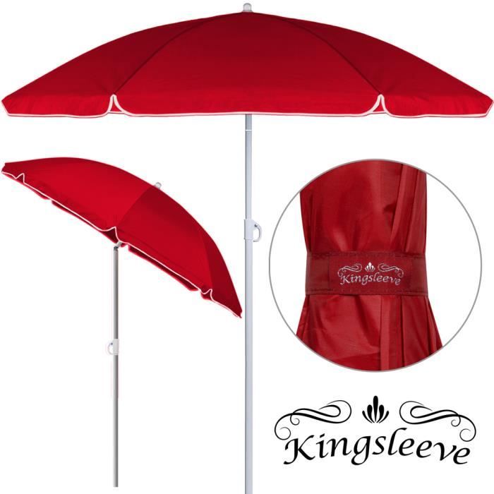Parasol inclinable rouge réglable et hydrofuge 200 cm Parasol de plage pare-soleil pour jardin terrasse