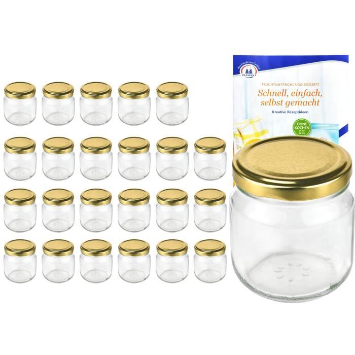 Lot De 50 Bocaux En Verre 212 Ml Avec Couvercles à Carreaux Rouge Et Blanc - Pour Confitures, Conserves - Compatible Four Et Congélateur