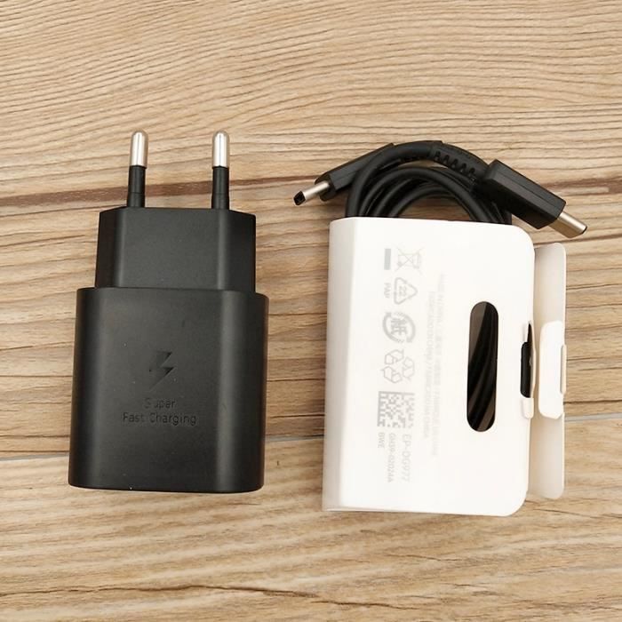 Chargeurs,Samsung S20 Ultra Note 10 20 chargeur rapide Original 25W  adaptateur de Charge rapide USB C à - Type black EU and cable - Cdiscount  Téléphonie