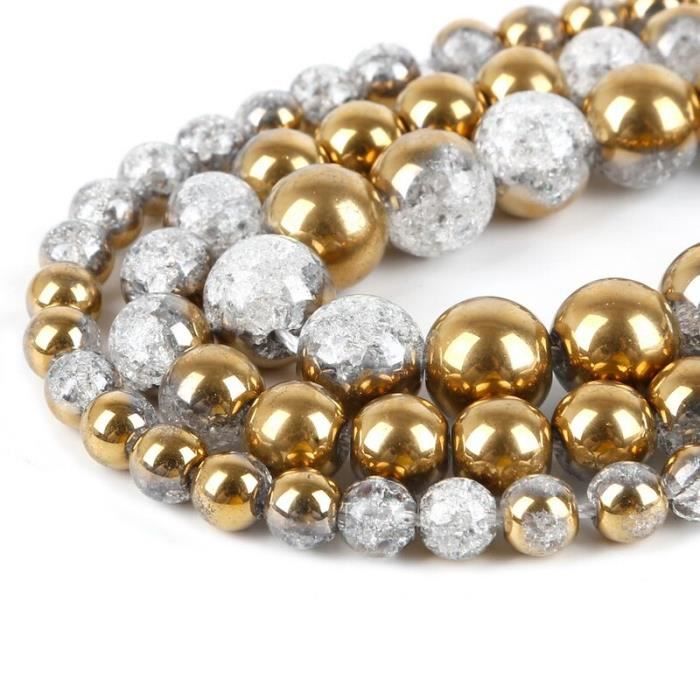 DanLingJewelry Lot De 200 Perles Rondes En Verre Craquelé Transparent De 8 Mm Pour La Fabrication De Bijoux