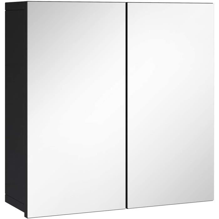 Meuble a Miroir 60x60 cm Leon Noir Miroir Armoire Miroir Salle de Bains