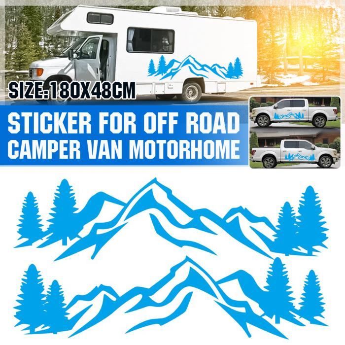 Les stickers camping-car partent côté montagne et forêt 2 Couleurs
