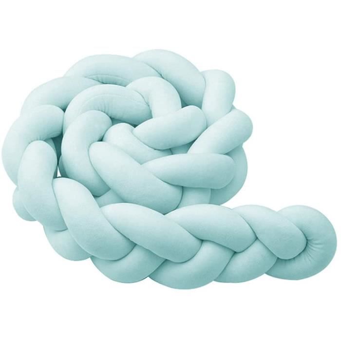 Bleu, 100cm/39inch DQMEN Tour de lit coussin Serpent Coussin Tressé pare-chocs Velours Protection bébé sécurité 100% Fait à Main Doux et Souple 