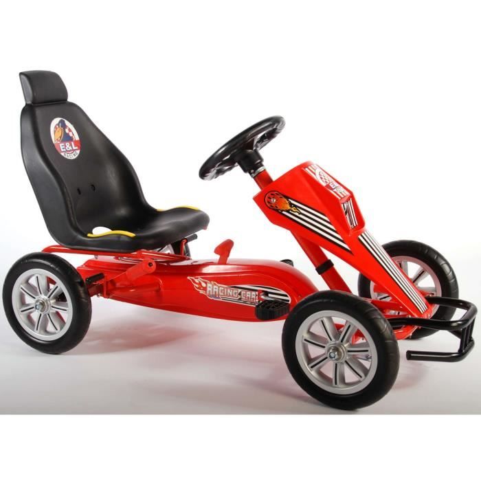 Kart à Pédales Pour Enfant 3-6 Ans - Siège Réglable, Frein à Main - Charge Max 30 Kg - Bleu - Voiture Sans Batterie