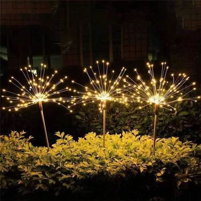Lampe de jardin,Lampe LED solaire étanche pour feu d'artifice, luminaire  d'extérieur, luminaire décoratif de - Warm White-4PCS 90LED