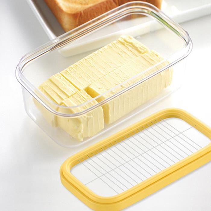 Boîte à beurre, porte-beurre en plastique avec couvercle et coupe