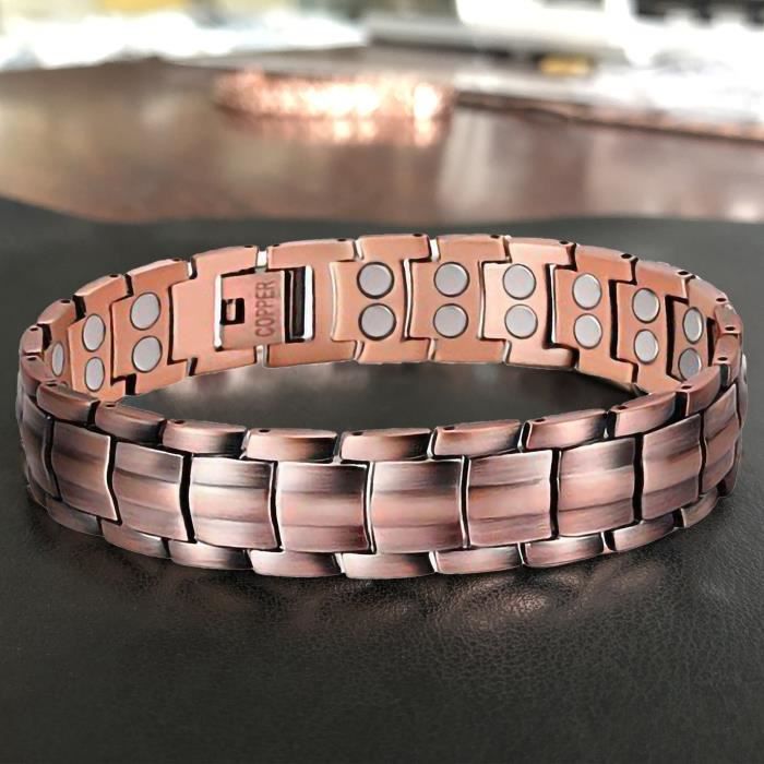 bracelet - gourmette - jonc bracelet en cuivre pur magnétique pour hommes, style-b 2